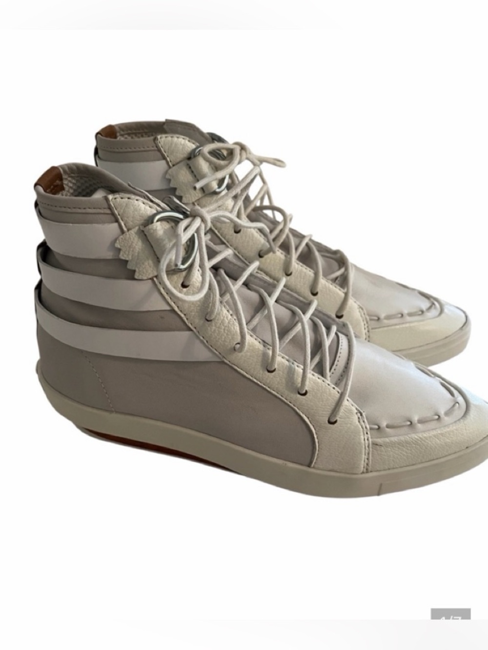YOHJI YAMAMOTO Adidas Y-3 "Trinn" White High Top Leather Sneakers 7 NEW